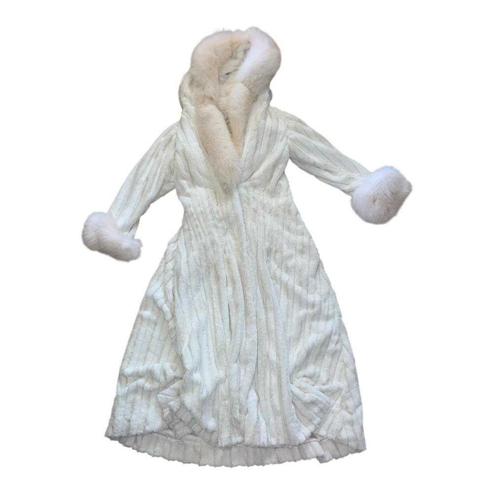 Vintage Womens’s Arctic fox White mink long coat custom made Should Be Size 6 - Picture 6 of 13